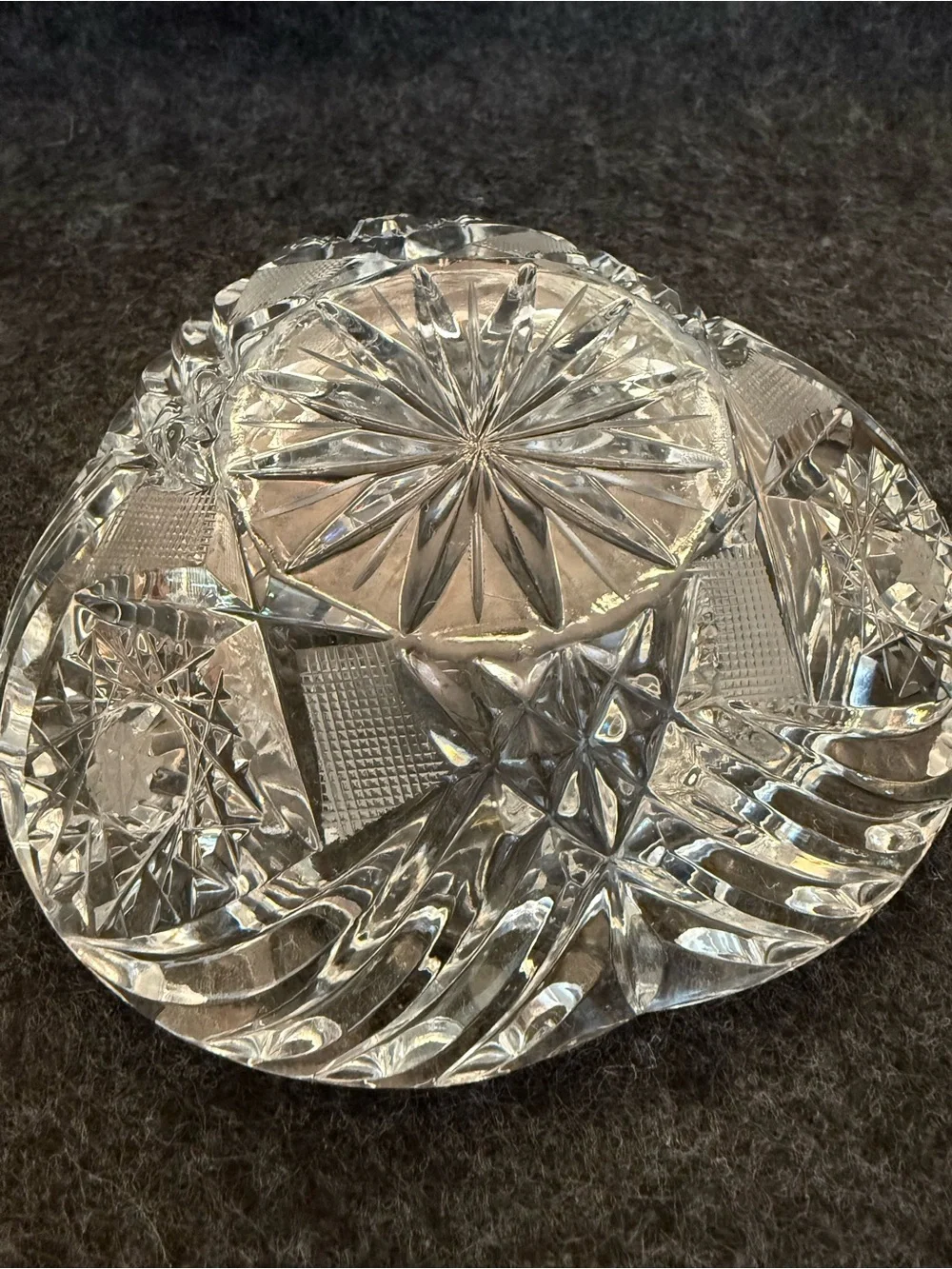 Vintage Clear Cut Crystal Ashtray - Heavy Vintage Exquisite